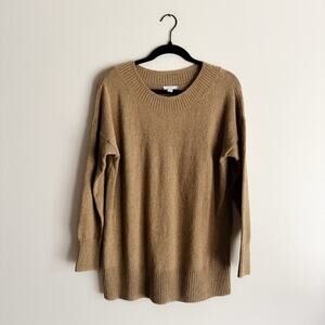 J. Jill PureJill Brown Long Sleeve Ribbed Trim Knit Sweater Small Petite Norm